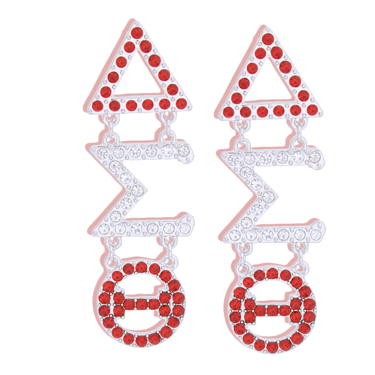 DST Inspired Dangle Red Clear Rhinestone Earrings