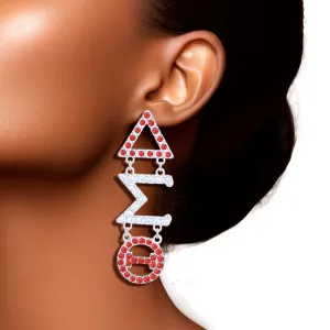 DST Inspired Dangle Red Clear Rhinestone Earrings