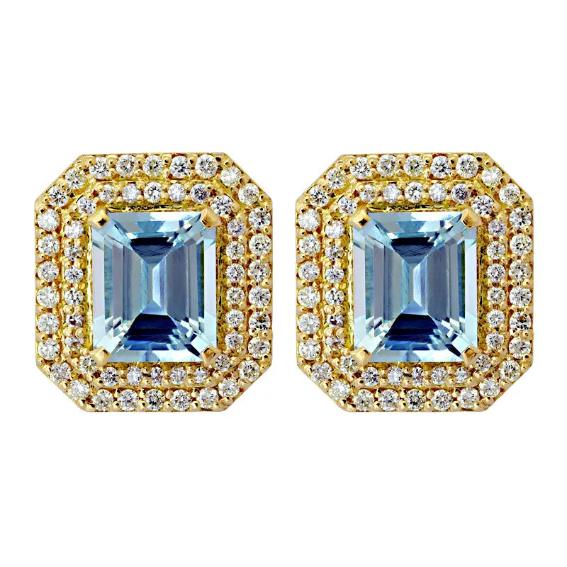 Earrings - Aquamarine and Diamond
