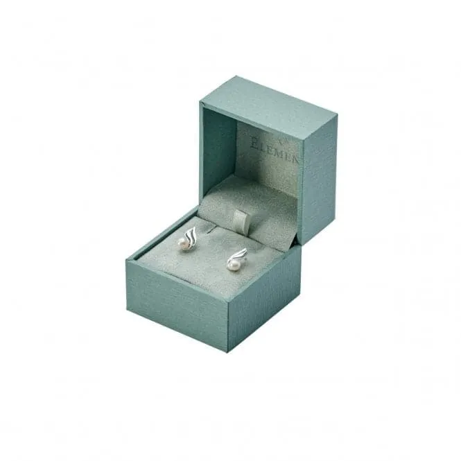 Elements 9ct White Gold London Blue Topaz Stud Earring With Gallery Detail GE2082T