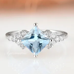 Ellie Aquamarine Ring- Sterling Silver