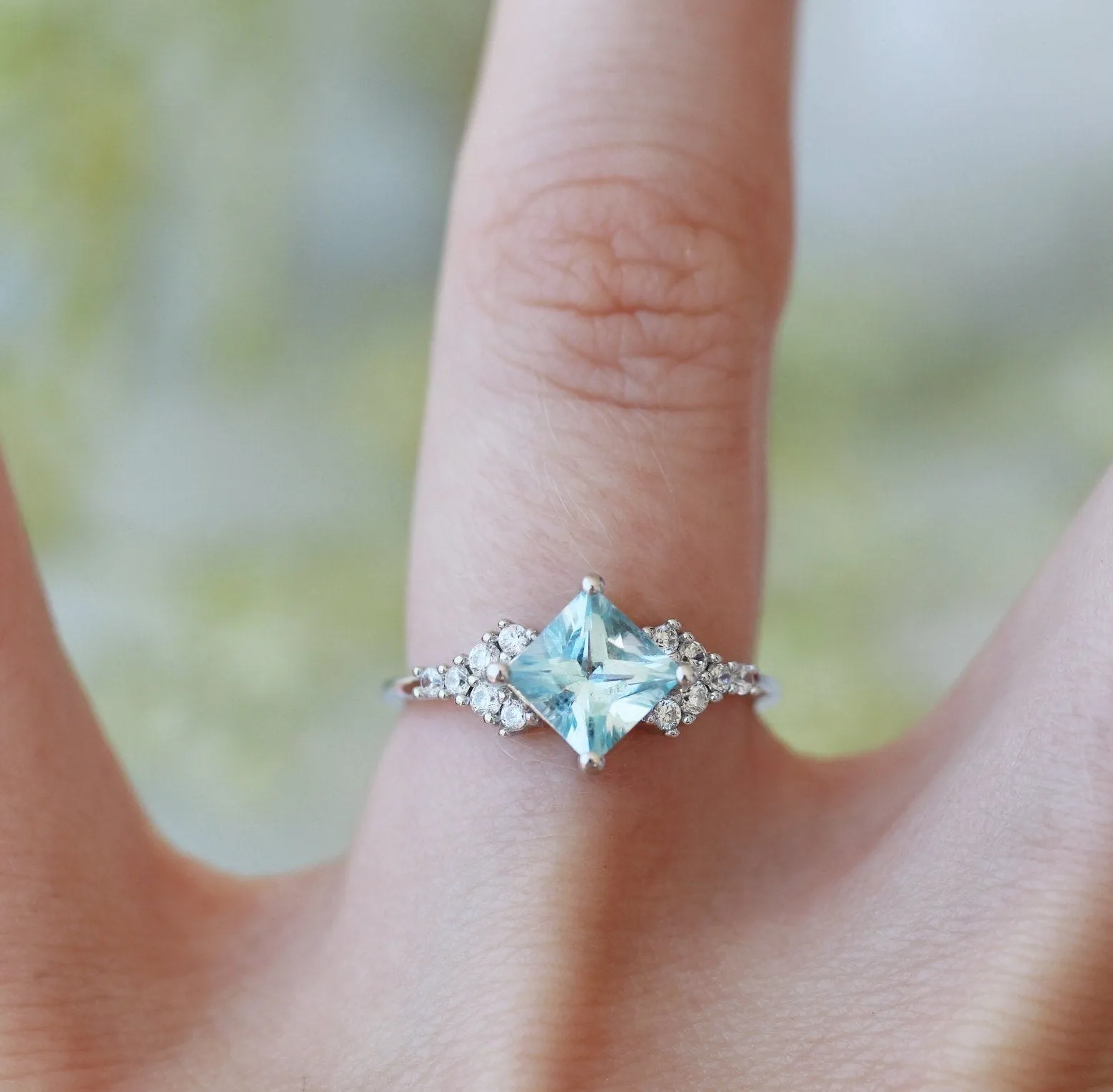 Ellie Aquamarine Ring- Sterling Silver