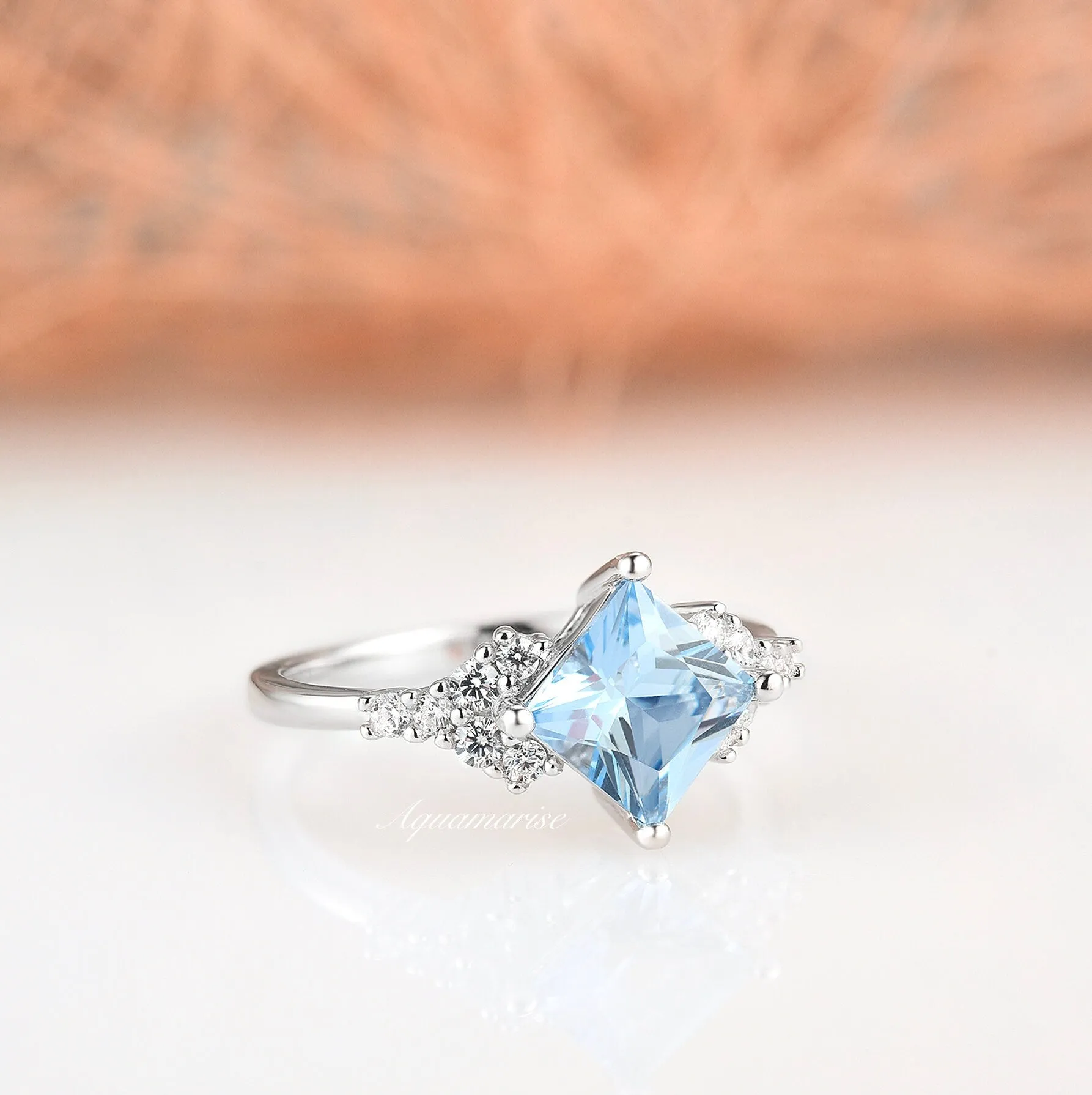 Ellie Aquamarine Ring- Sterling Silver