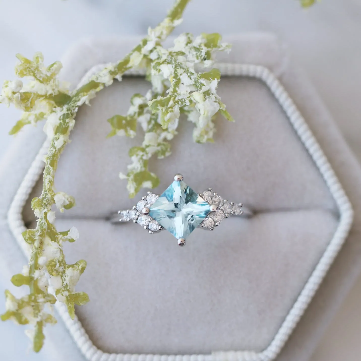 Ellie Aquamarine Ring- Sterling Silver