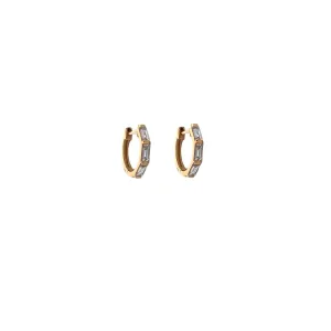 Emerald Cut Diamond Huggie Earrings