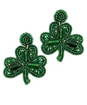 Emerald Green Shamrock Earrings