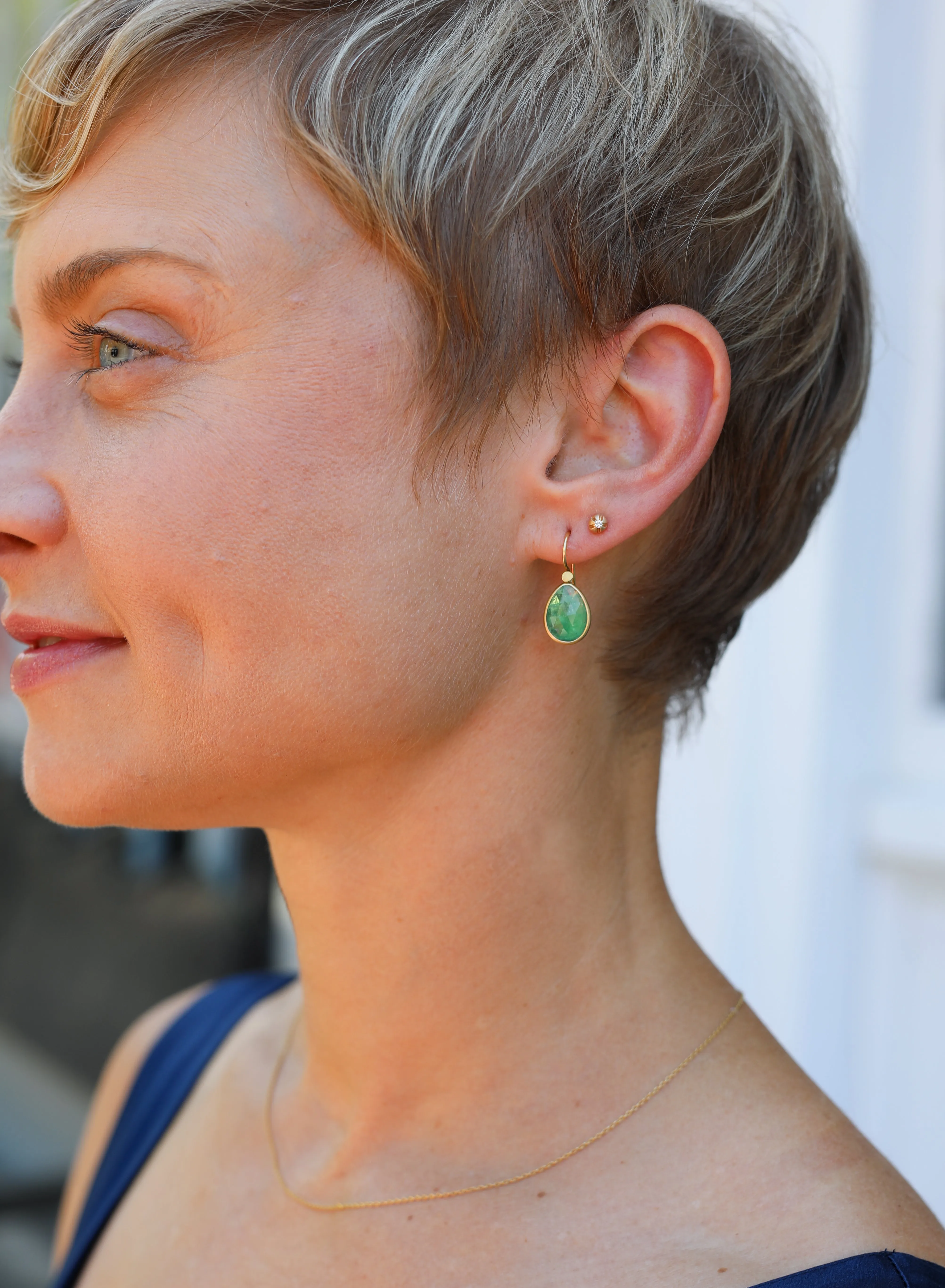 Emerald Rose Cut Drop Earrings