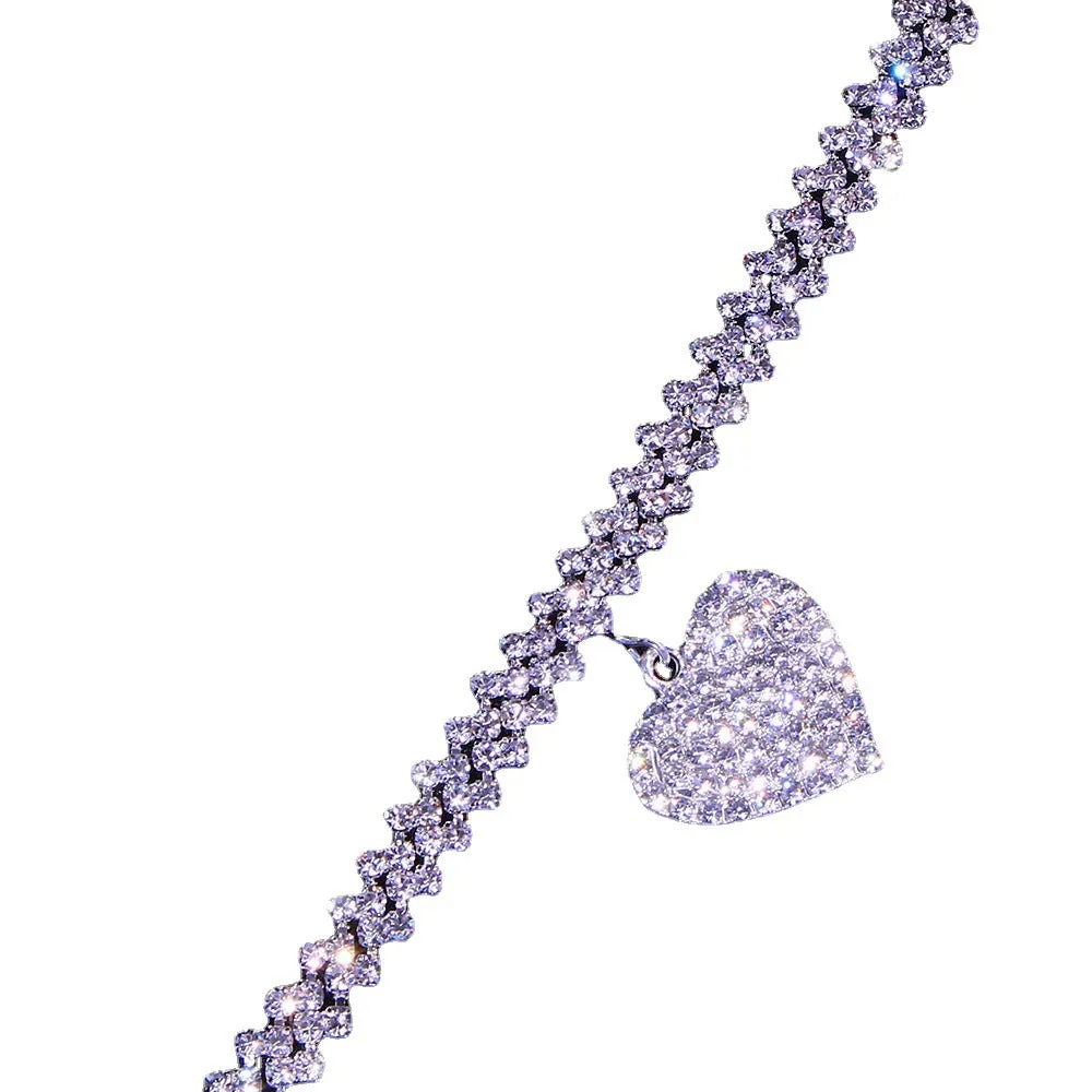 European And American  Rhinestone Love Anklet Women's Accessories