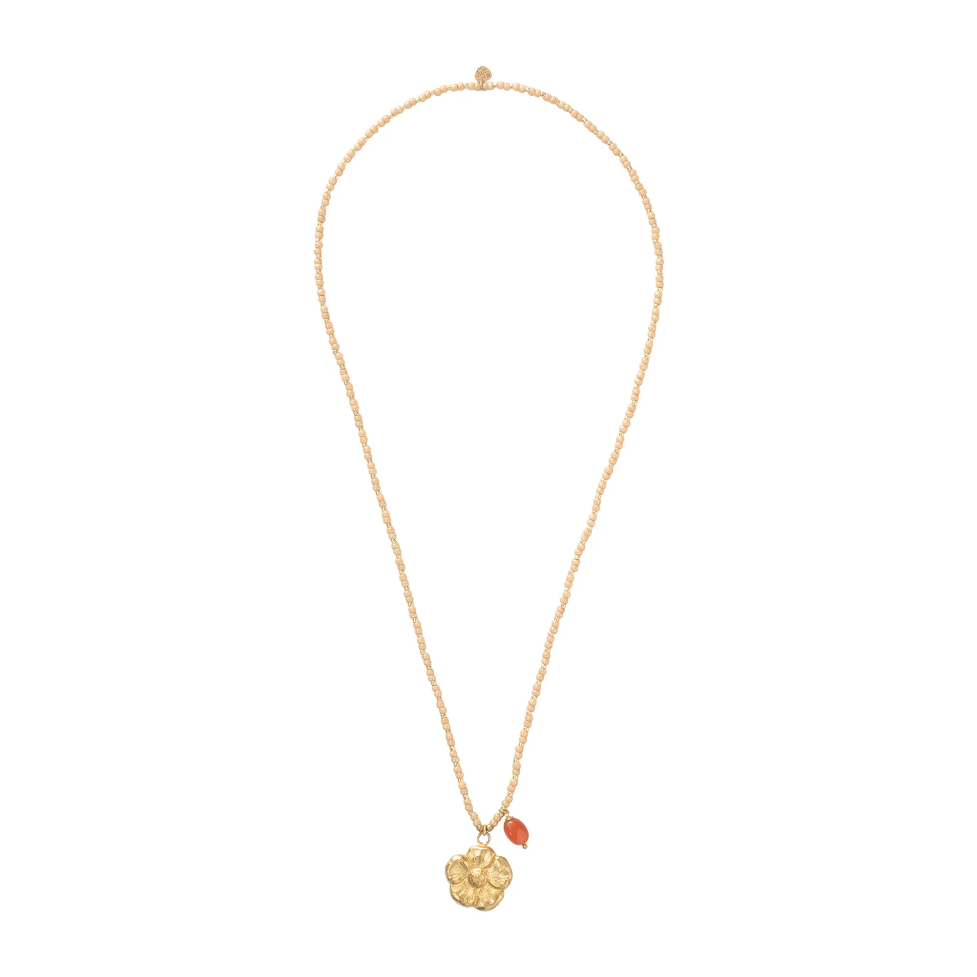 Fantasy Carnelian Poppy Gold Coloured Necklace - A Beautiful Story