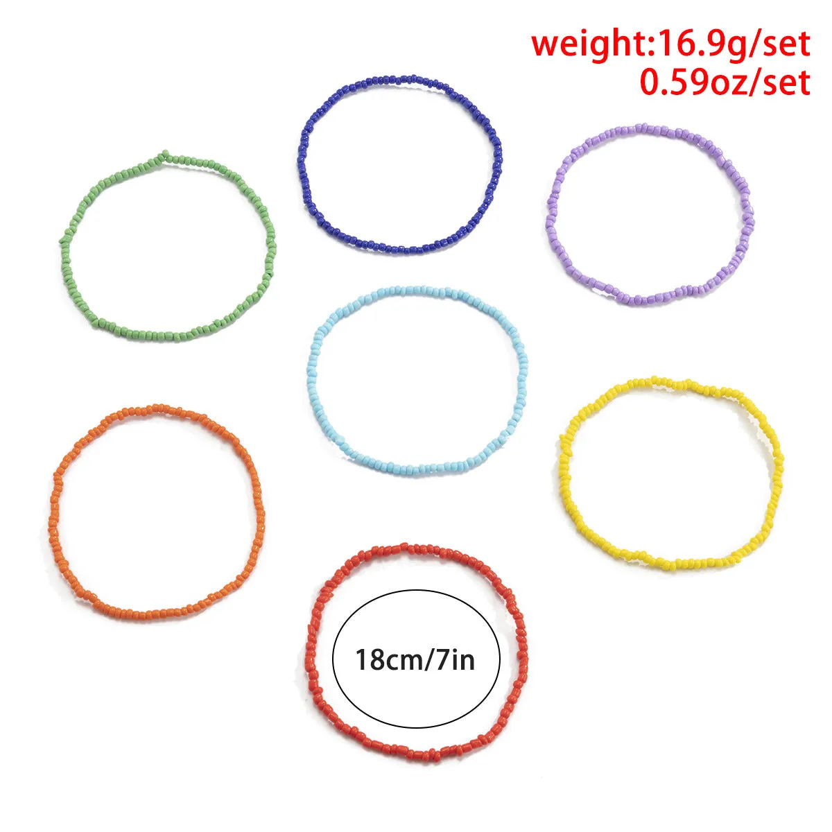 Fashion Creative Color Mix And Match Rice Bead Stacking Anklet