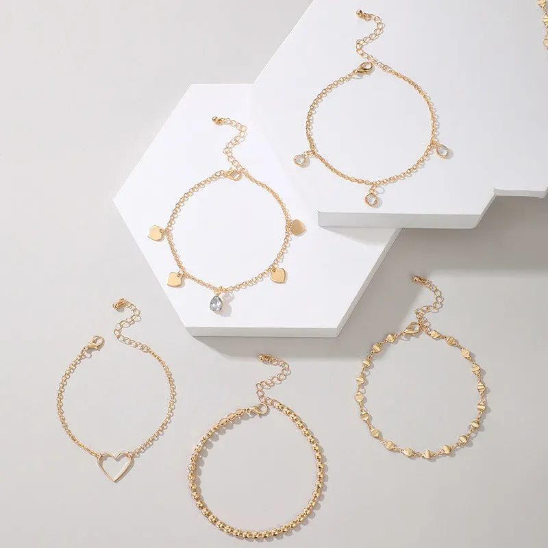 Fashion Love Diamond Disc Multilayer Anklet