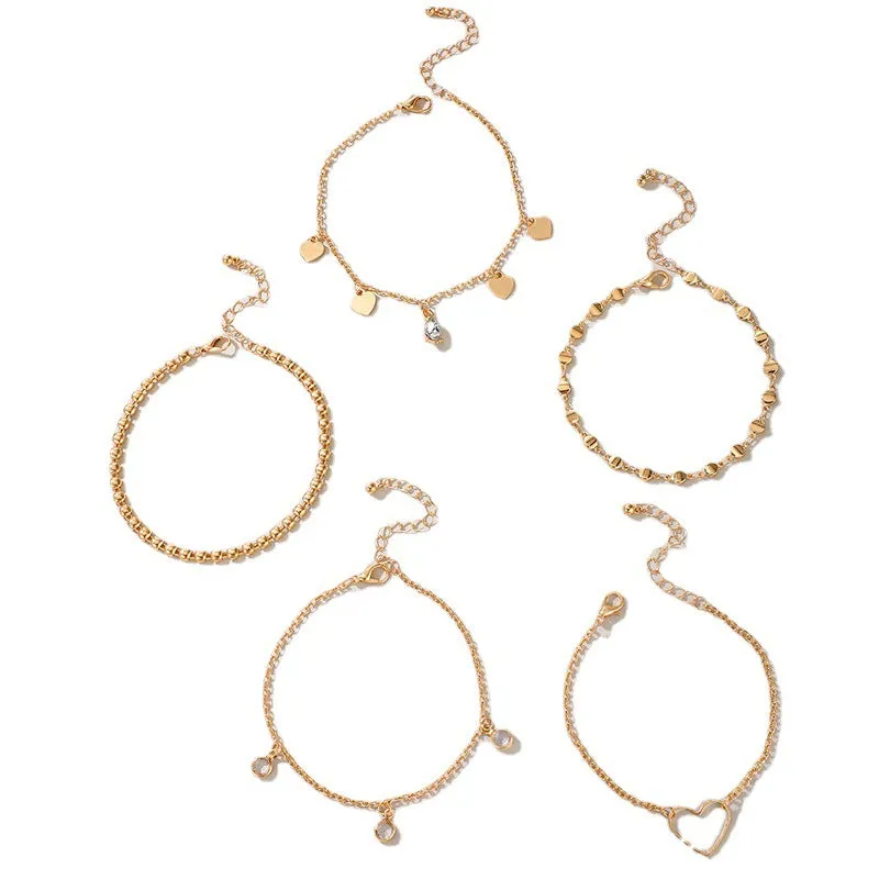 Fashion Love Diamond Disc Multilayer Anklet