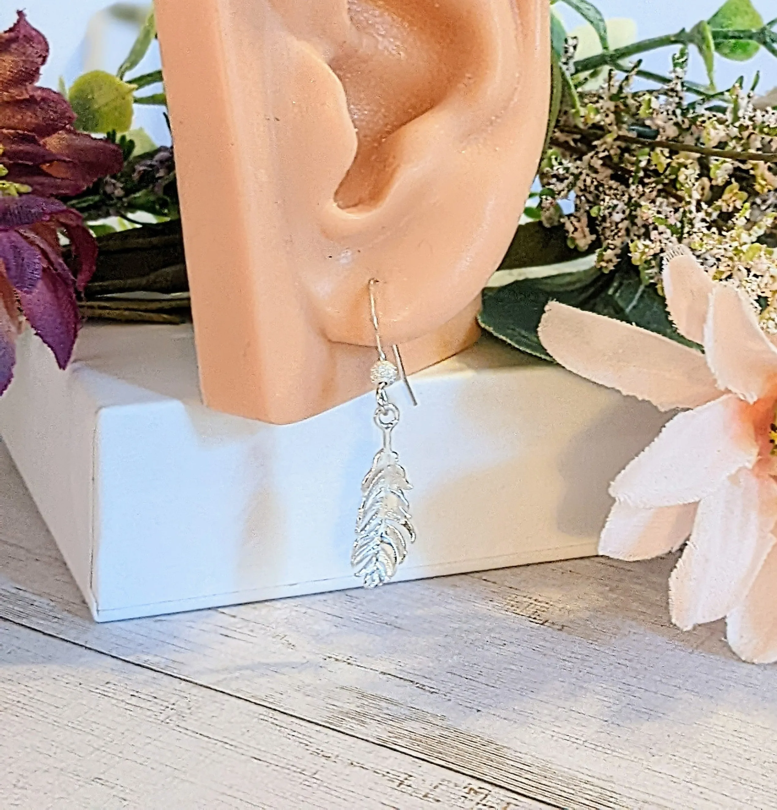 Feather Sterling Silver dangle earrings