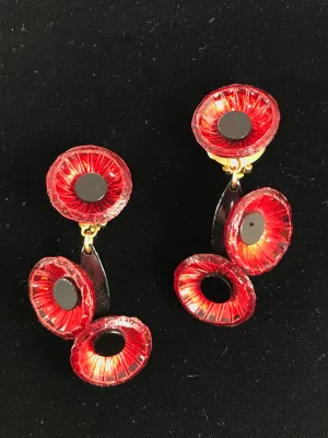 French Resin Triple Circle Dangle Earrings