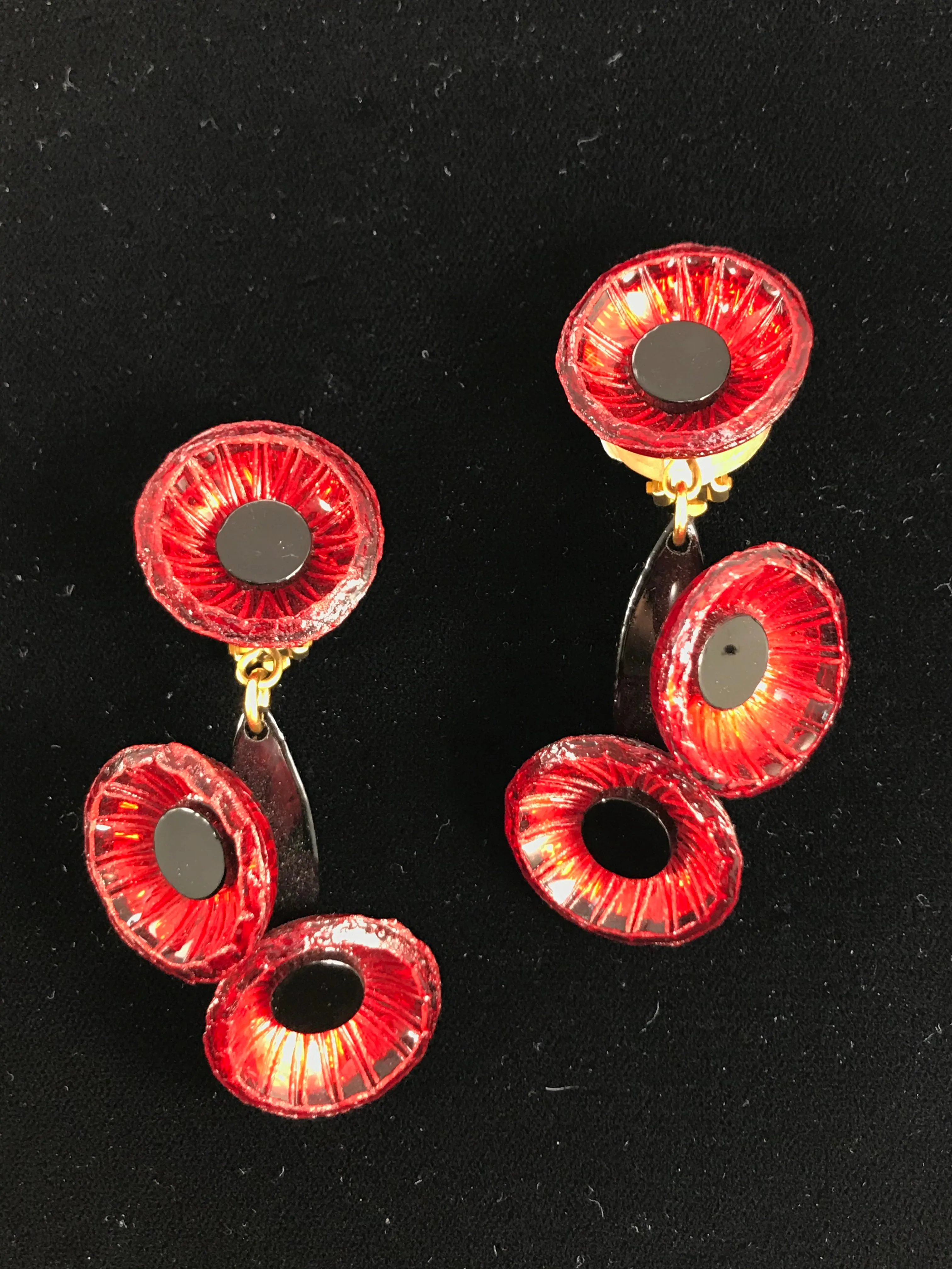 French Resin Triple Circle Dangle Earrings
