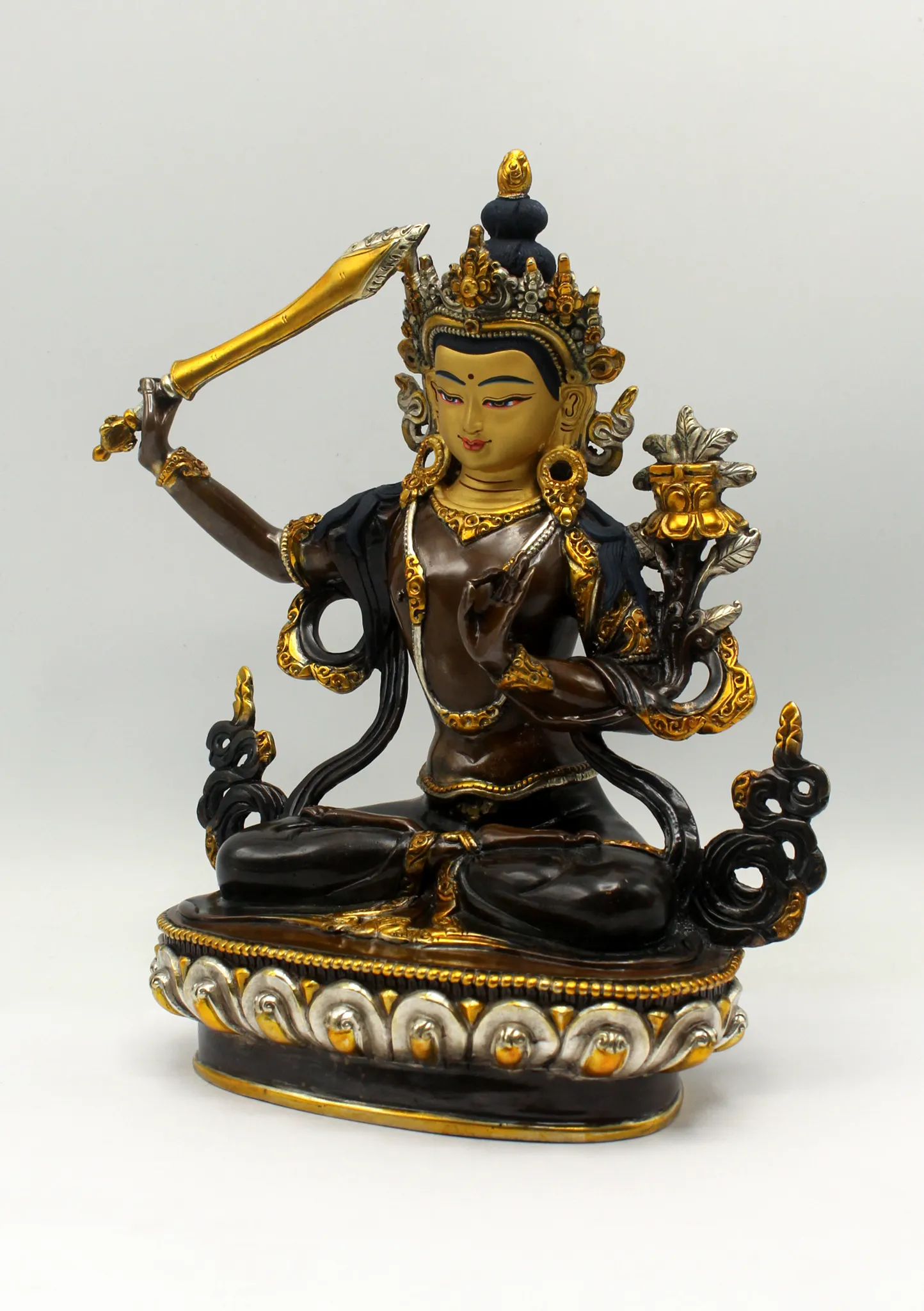 Glowing Manjushree Gold Plated Statue