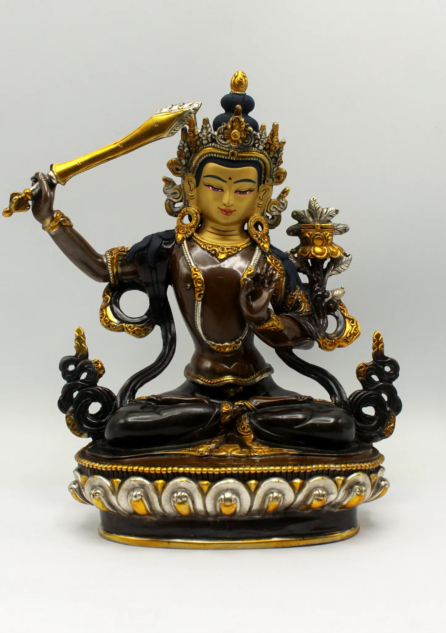 Glowing Manjushree Gold Plated Statue