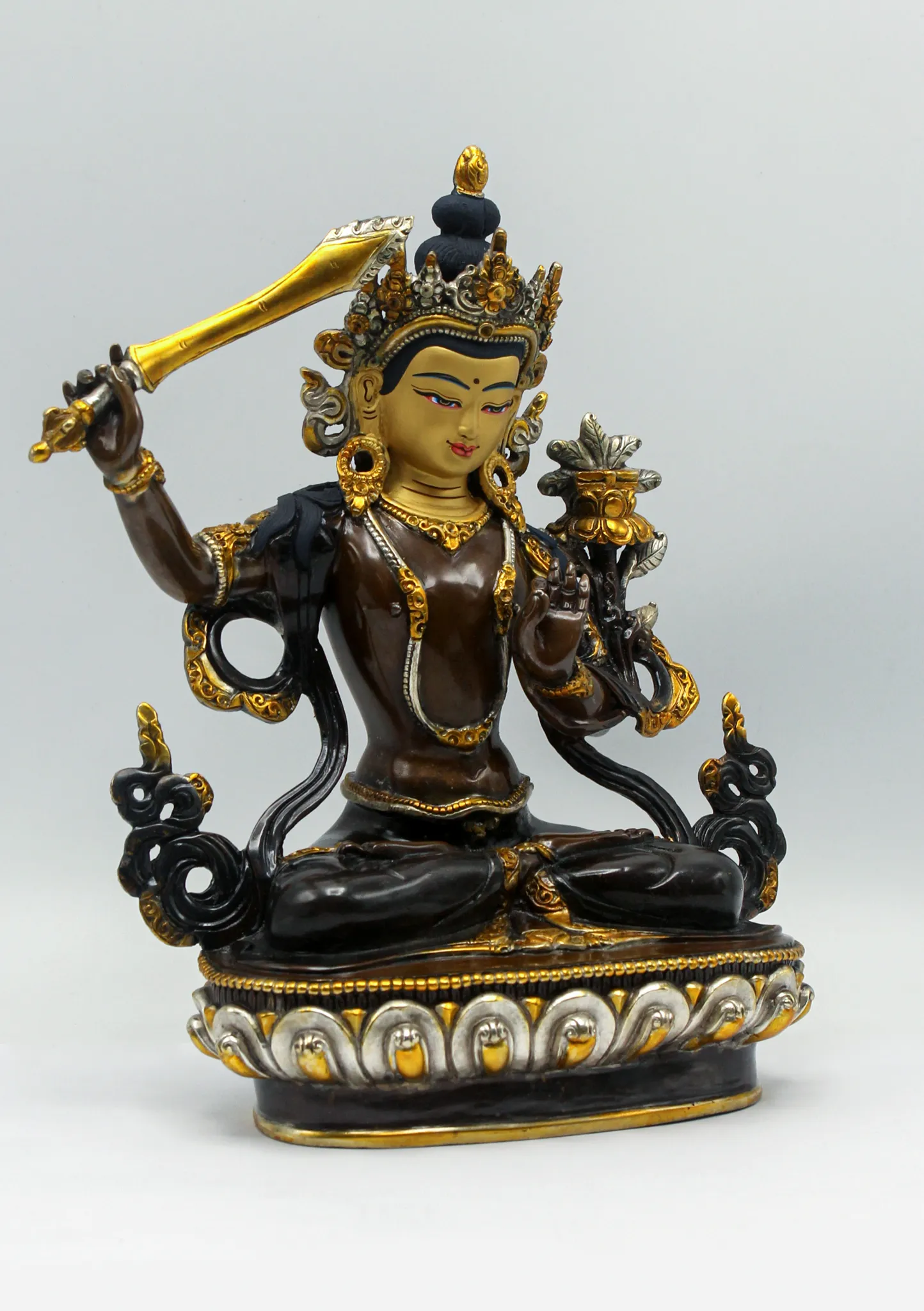 Glowing Manjushree Gold Plated Statue