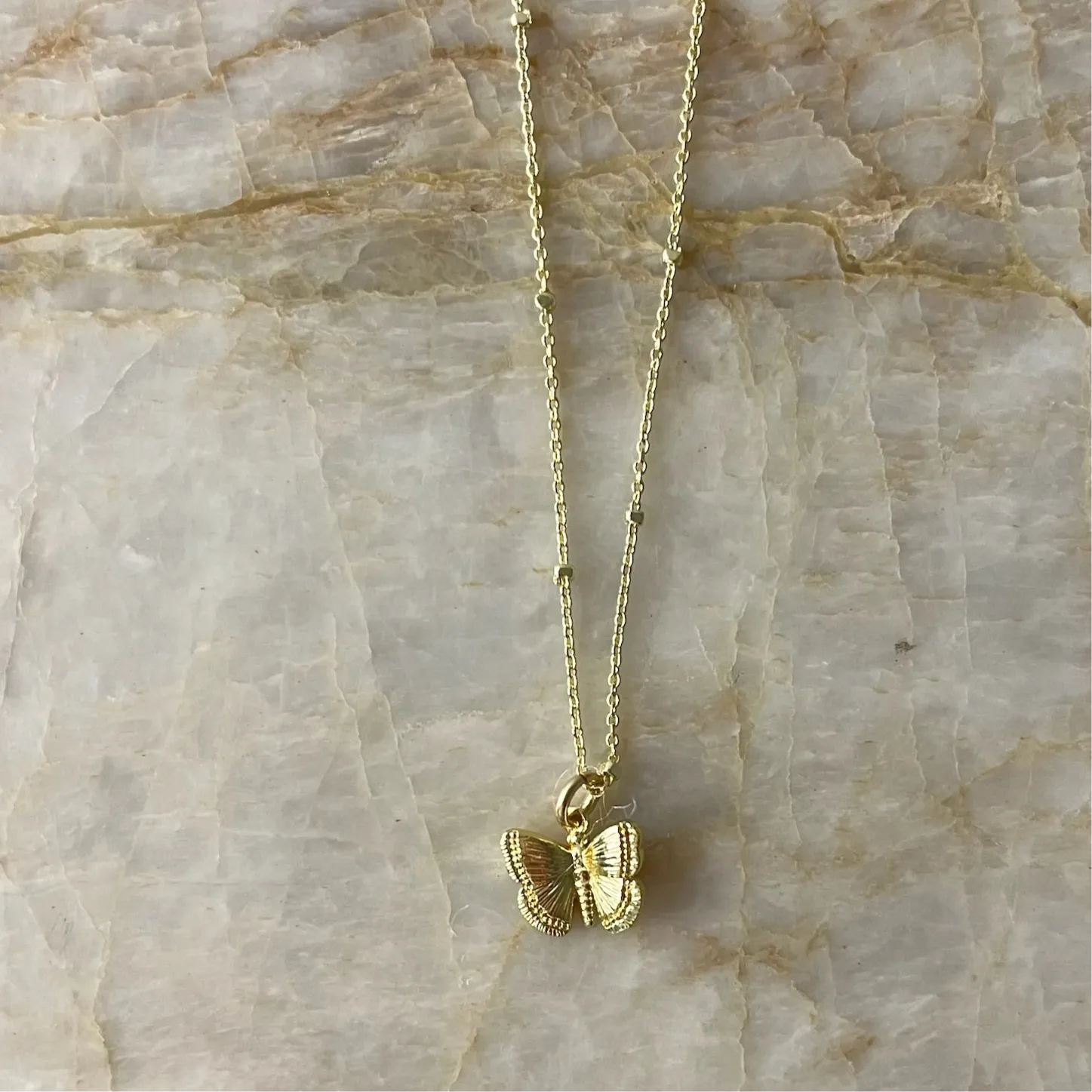 Gold Butterfly Enamel Charm Choker