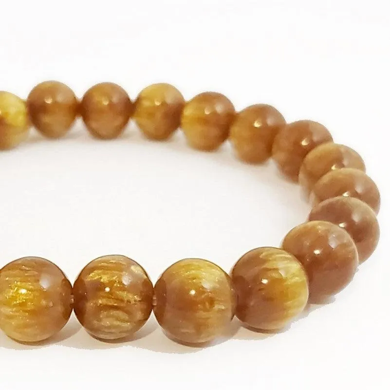 Golden Black Coral Sea Willow Beaded Bracelet (10mm)