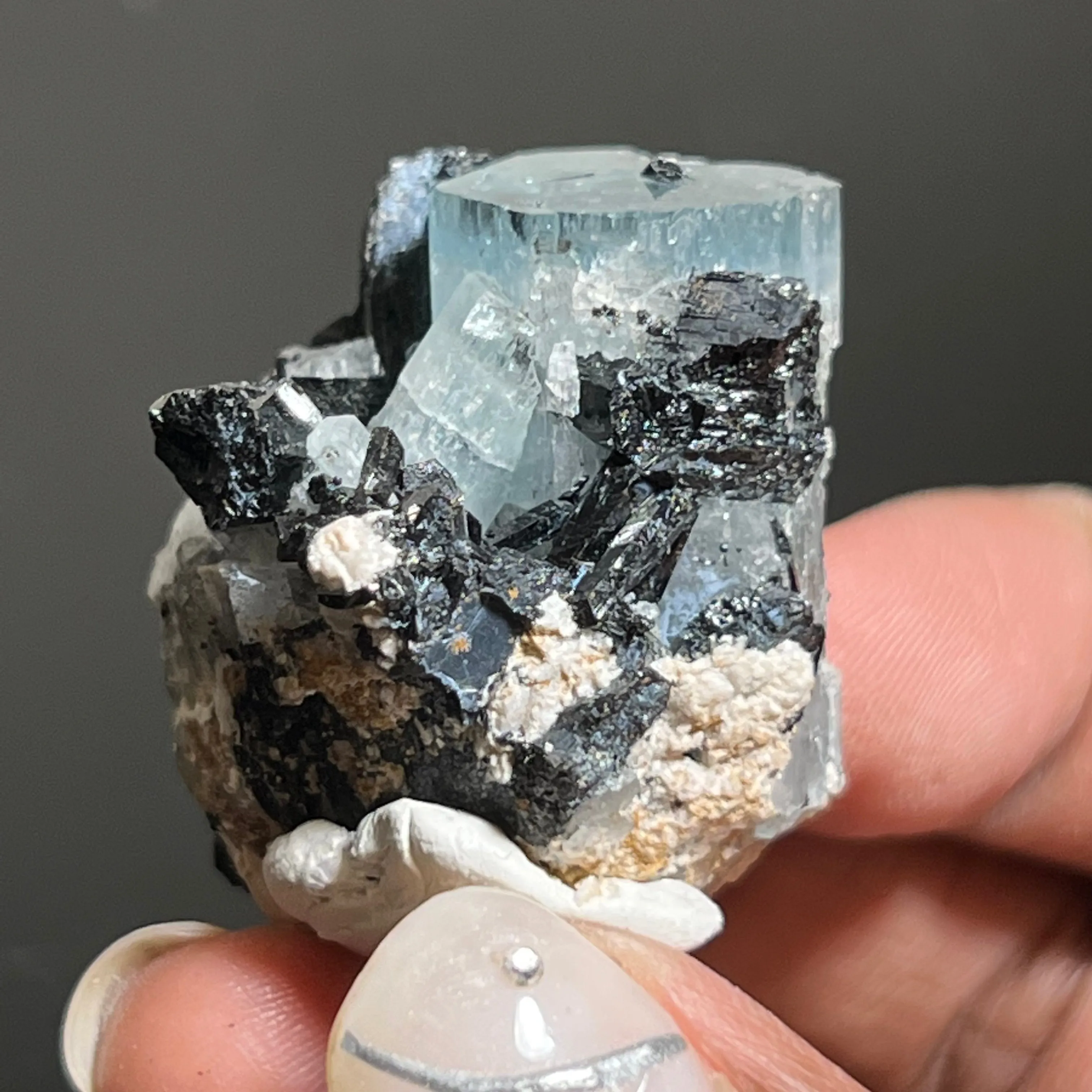 Gorgeous Aquamarine Specimen with Feldspar and Black Tourmaline, Erongo Mountain, Erongo Region, Namibia, Erongo Aquamarine Crystal, Crystal Healing