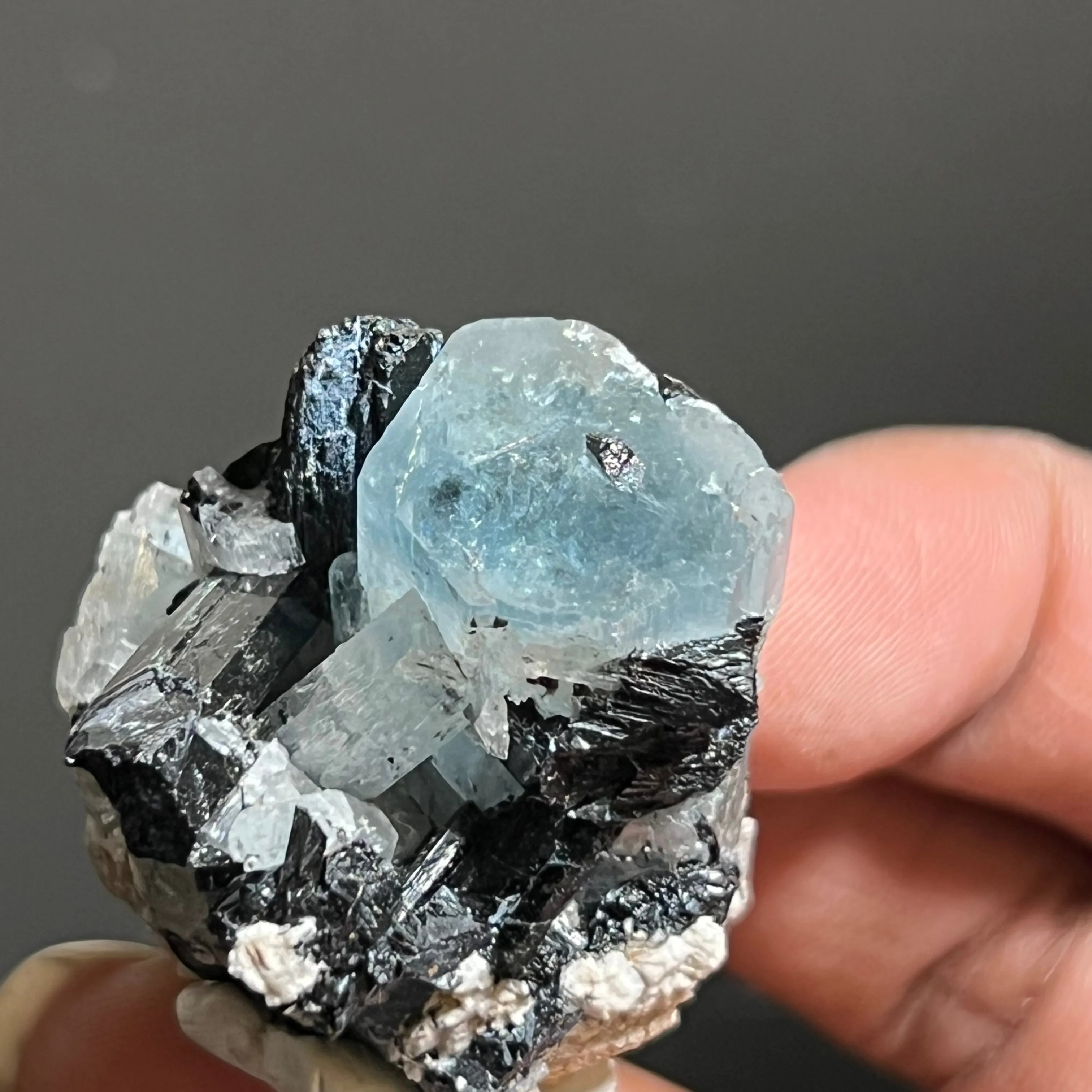 Gorgeous Aquamarine Specimen with Feldspar and Black Tourmaline, Erongo Mountain, Erongo Region, Namibia, Erongo Aquamarine Crystal, Crystal Healing
