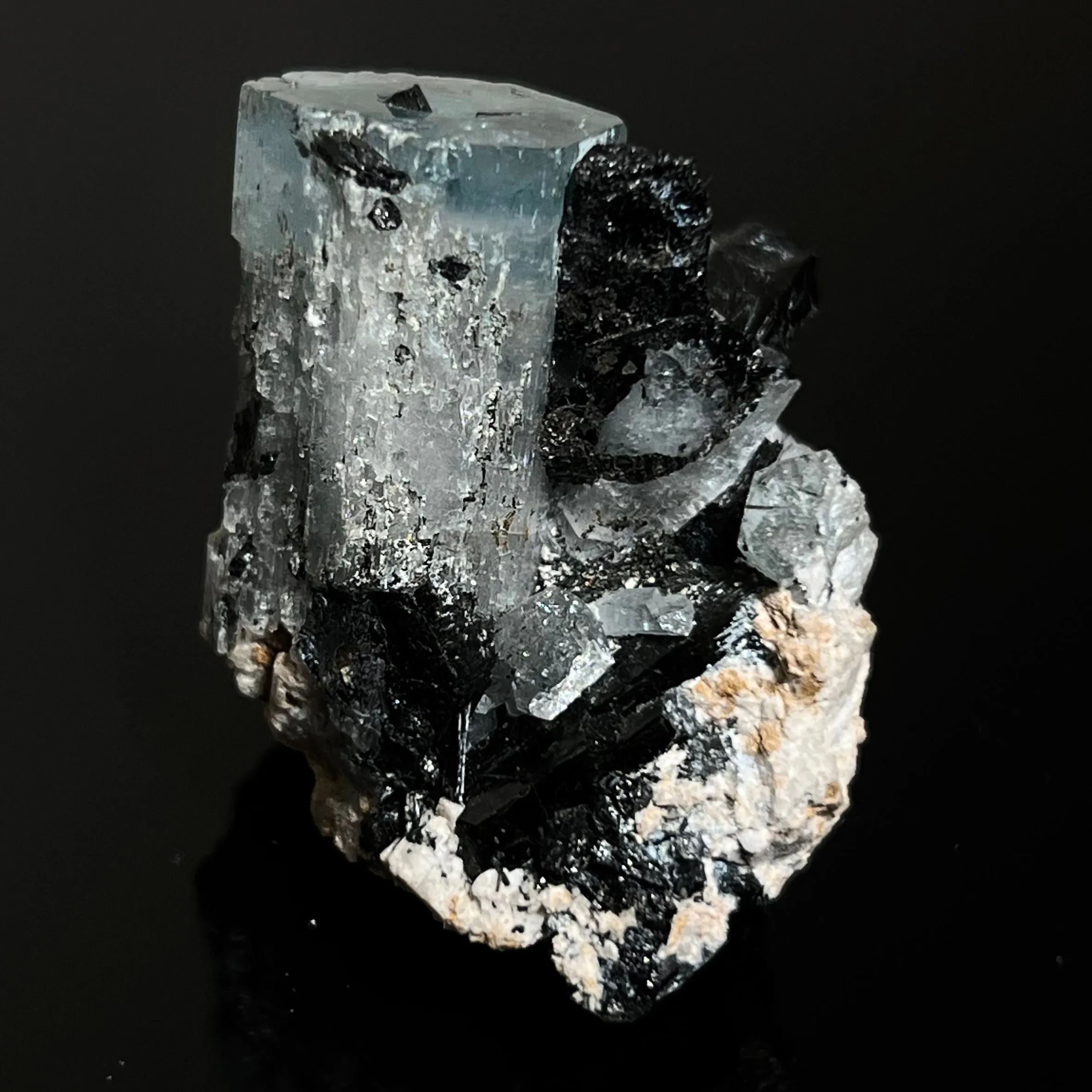 Gorgeous Aquamarine Specimen with Feldspar and Black Tourmaline, Erongo Mountain, Erongo Region, Namibia, Erongo Aquamarine Crystal, Crystal Healing