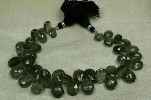 Gorgeous Strand of Moss Aquamarine Flat Tear Drop Briolettes