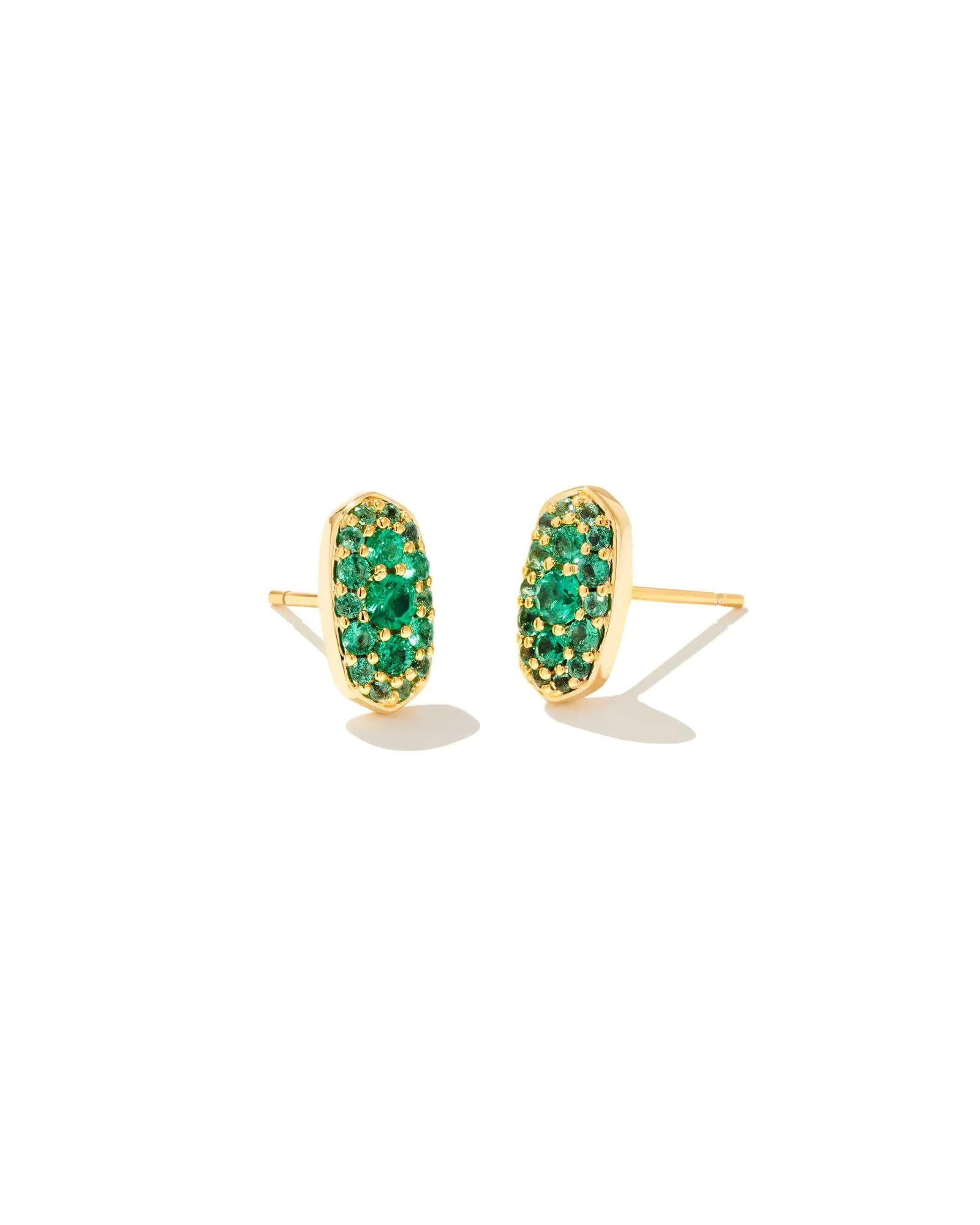 Grayson Crystal Stud Earrings In Gold - Emerald Crystal