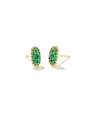 Grayson Crystal Stud Earrings In Gold - Emerald Crystal