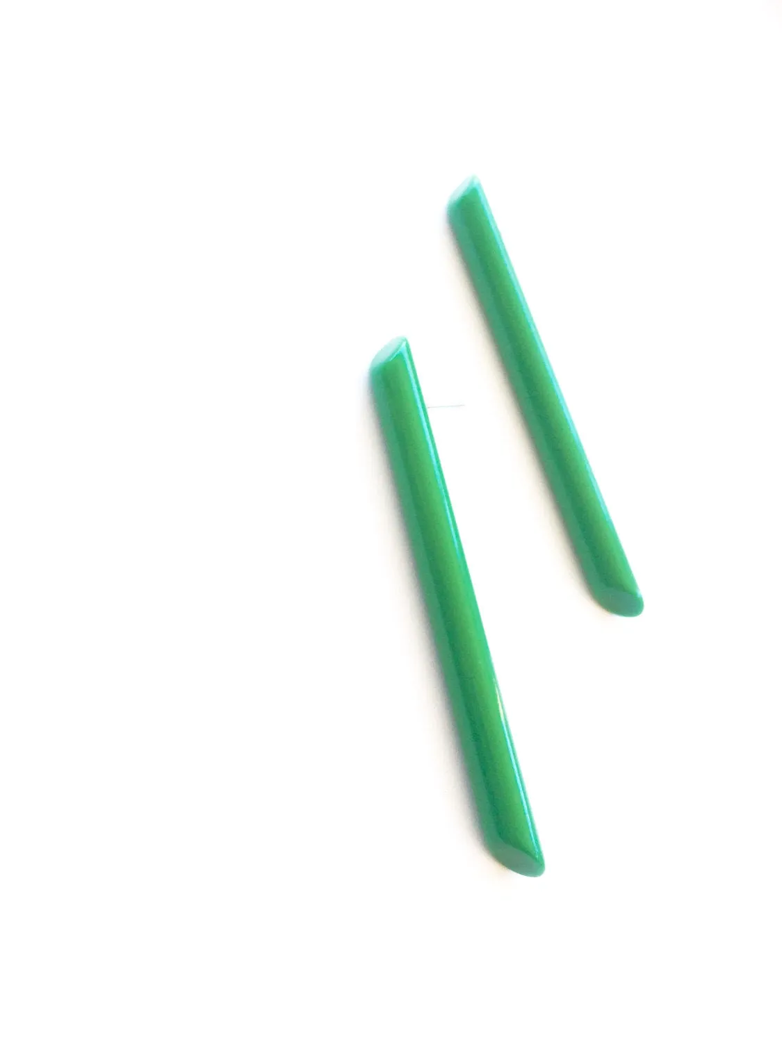 Green Couture Lucite Skinny Stick Stud Earrings