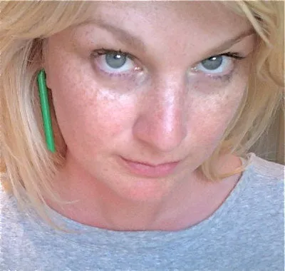 Green Couture Lucite Skinny Stick Stud Earrings