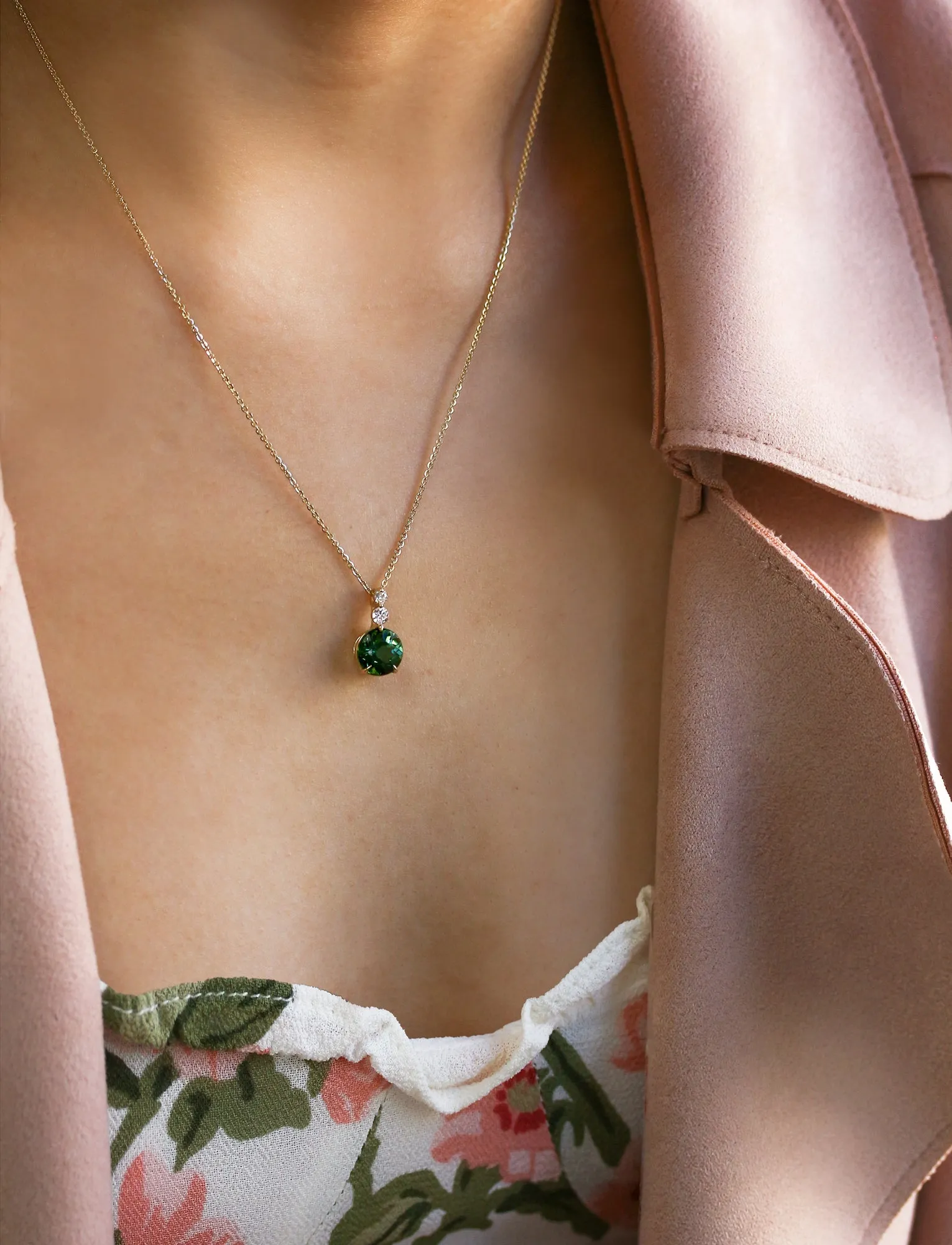 Green Tourmaline & Diamond Necklace
