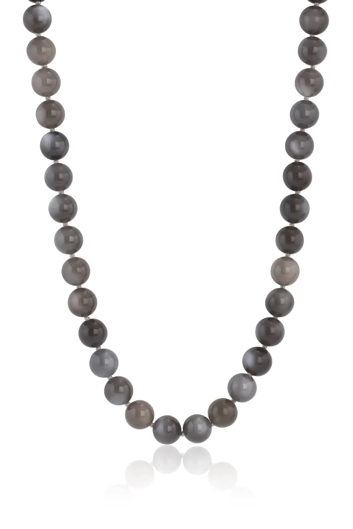 Grey Moonstone and Tahitian Pearl Bahari Knotted Necklace