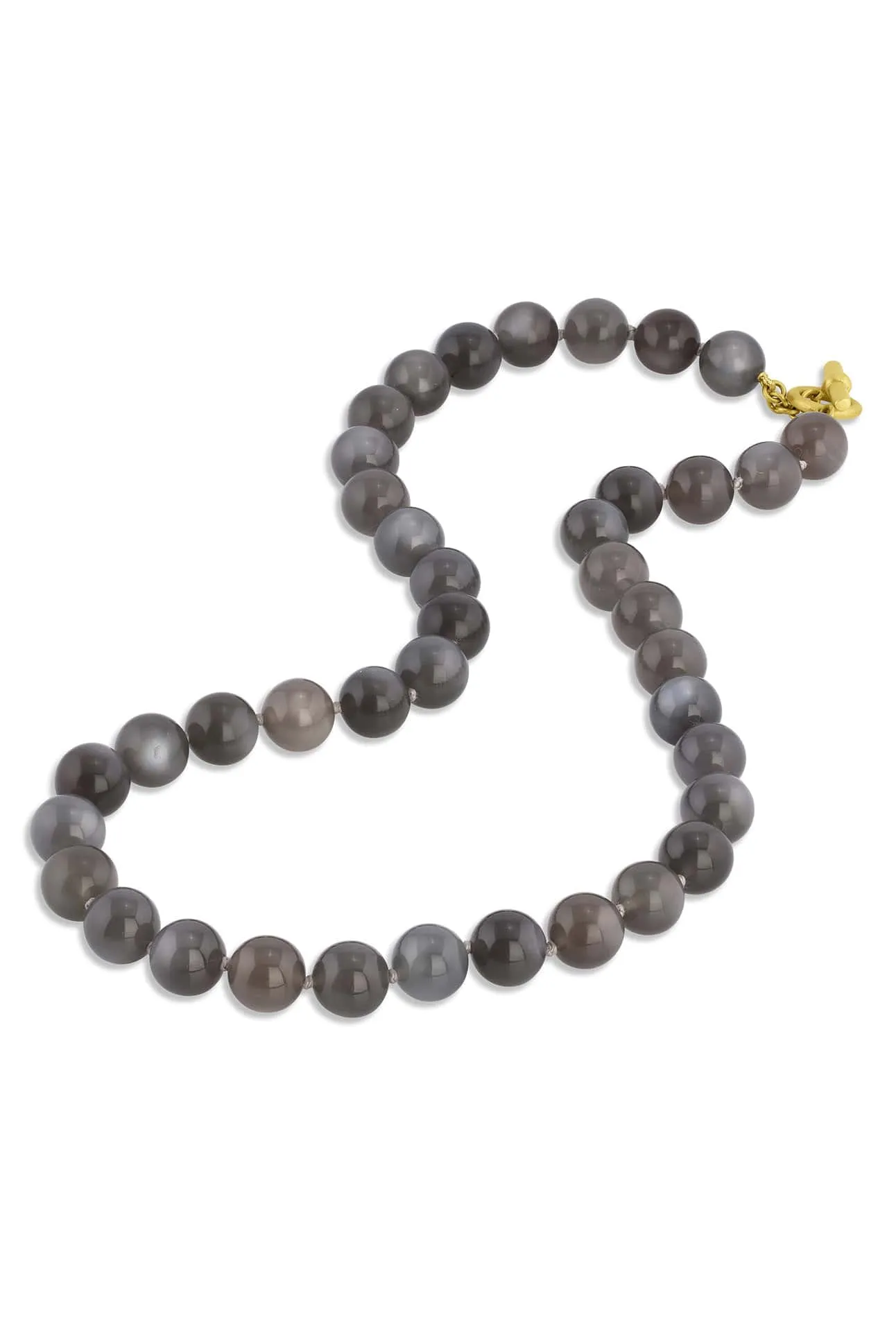 Grey Moonstone and Tahitian Pearl Bahari Knotted Necklace