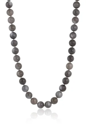 Grey Moonstone and Tahitian Pearl Bahari Knotted Necklace