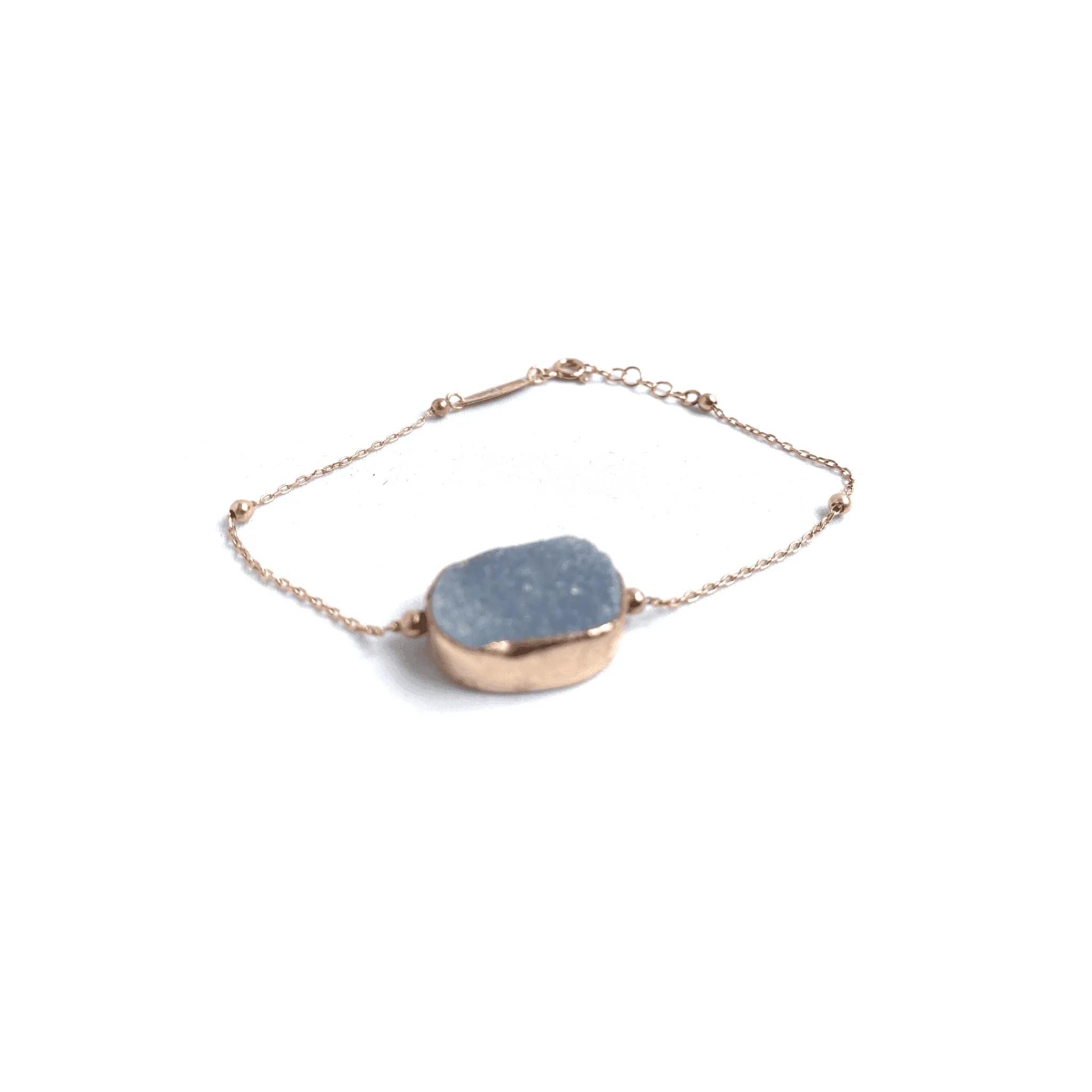 Handmade Chalcedony geometric Gemstone 925 Sterling Silver Bracelet