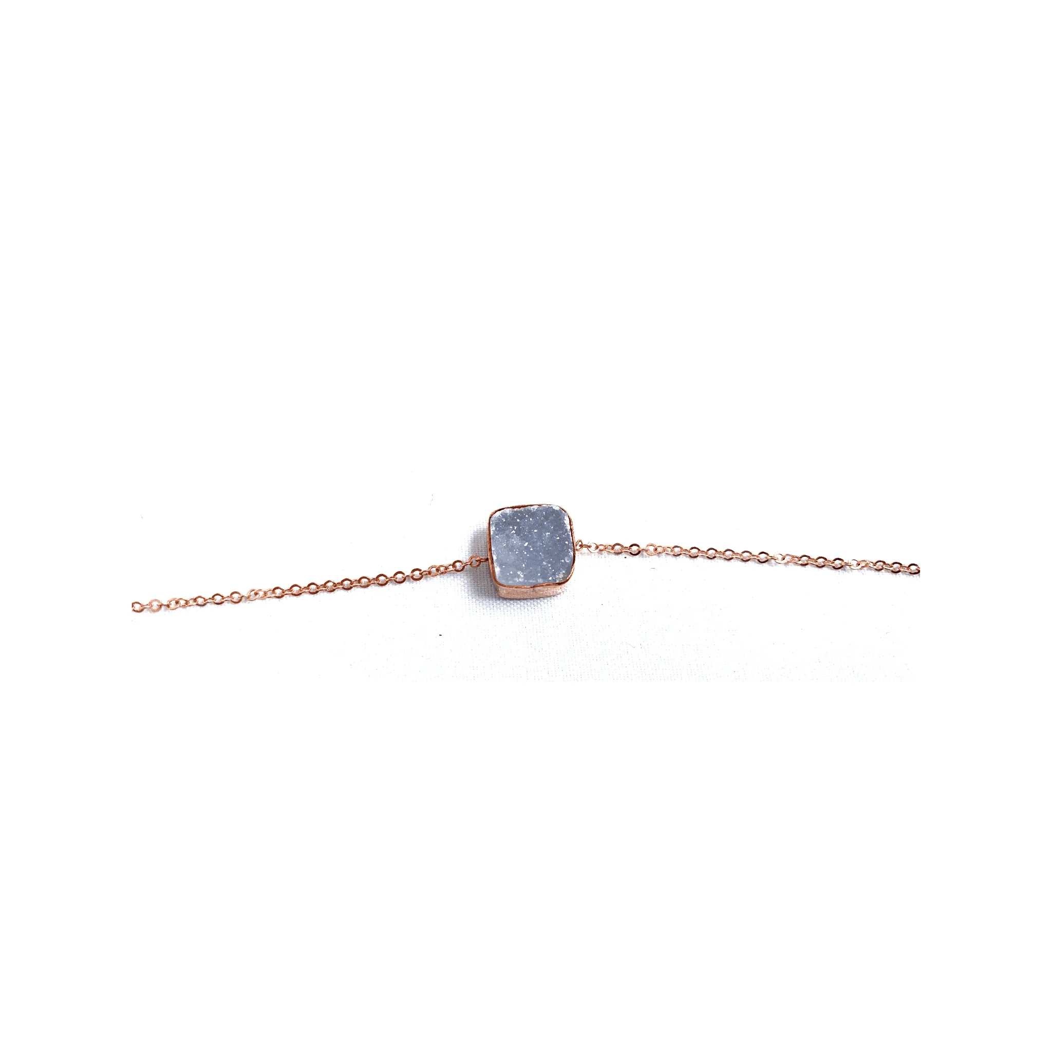 Handmade Chalcedony geometric Gemstone 925 Sterling Silver Bracelet