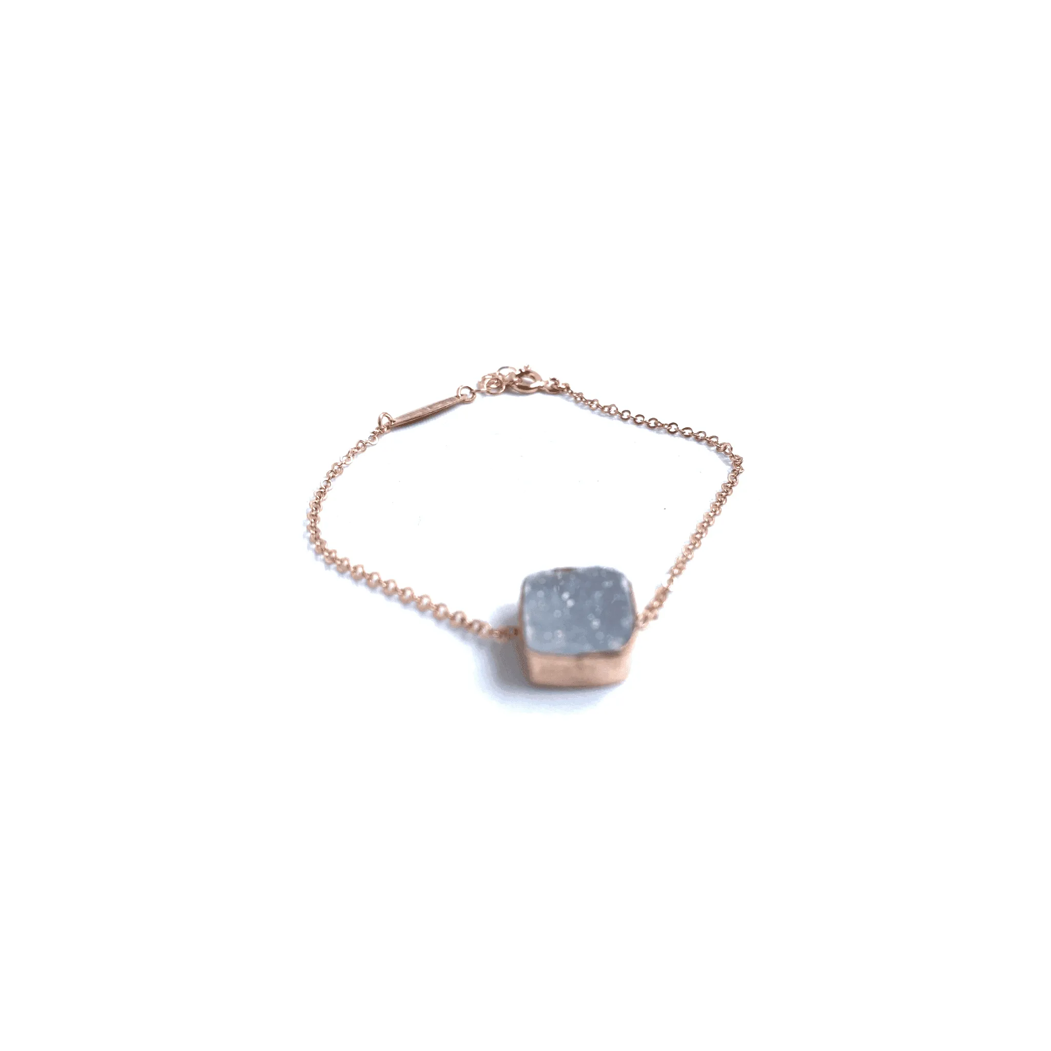 Handmade Chalcedony geometric Gemstone 925 Sterling Silver Bracelet
