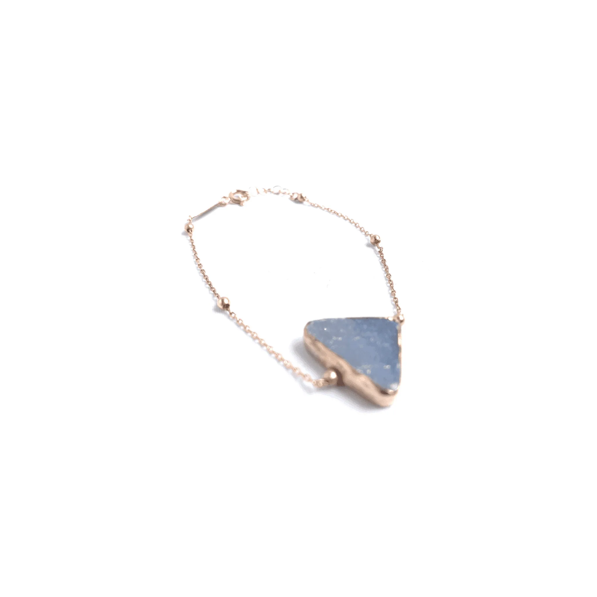 Handmade Chalcedony geometric Gemstone 925 Sterling Silver Bracelet