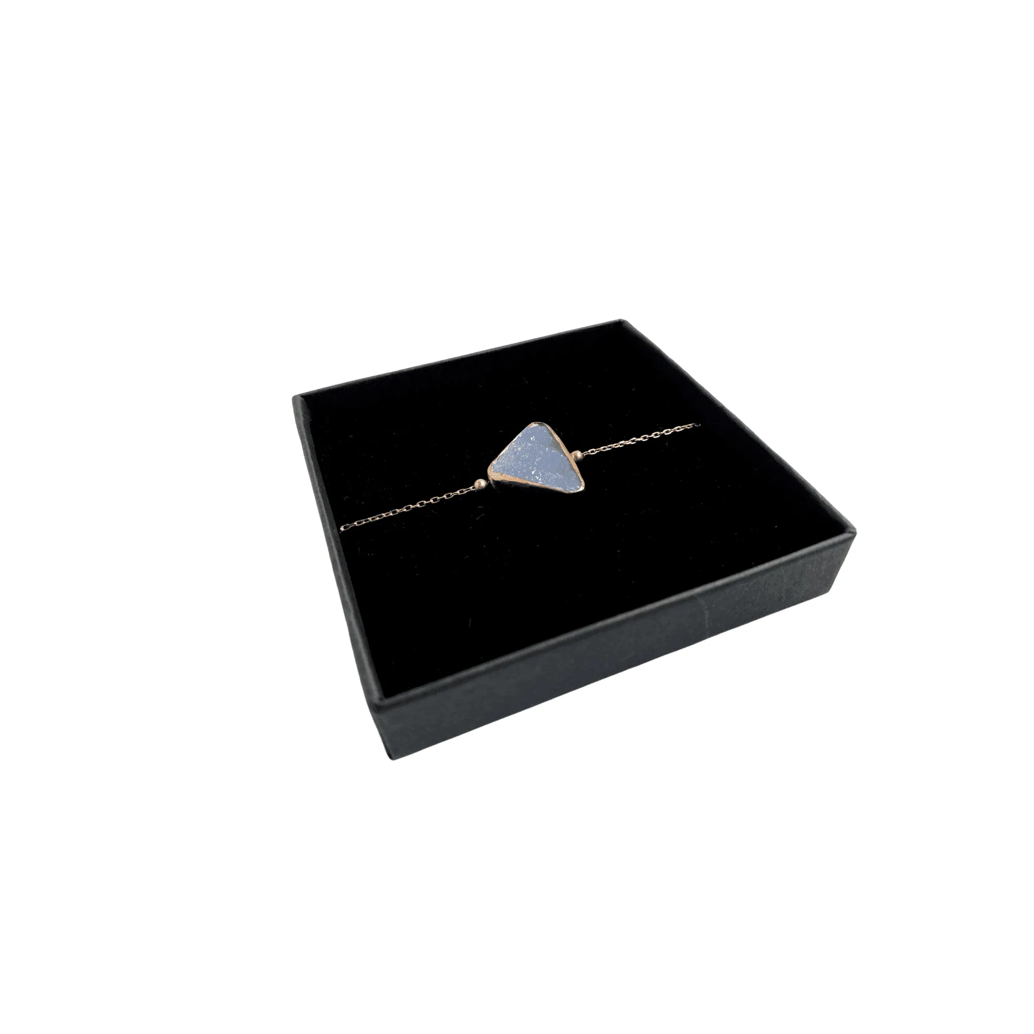 Handmade Chalcedony geometric Gemstone 925 Sterling Silver Bracelet