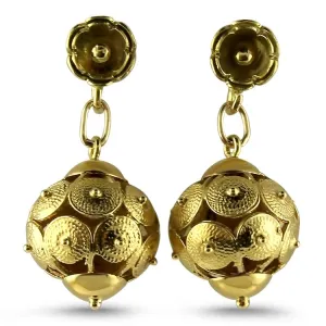 High Karat Spiral Bead Dangle Earrings
