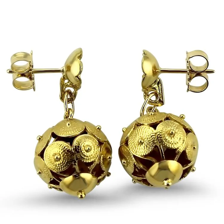 High Karat Spiral Bead Dangle Earrings