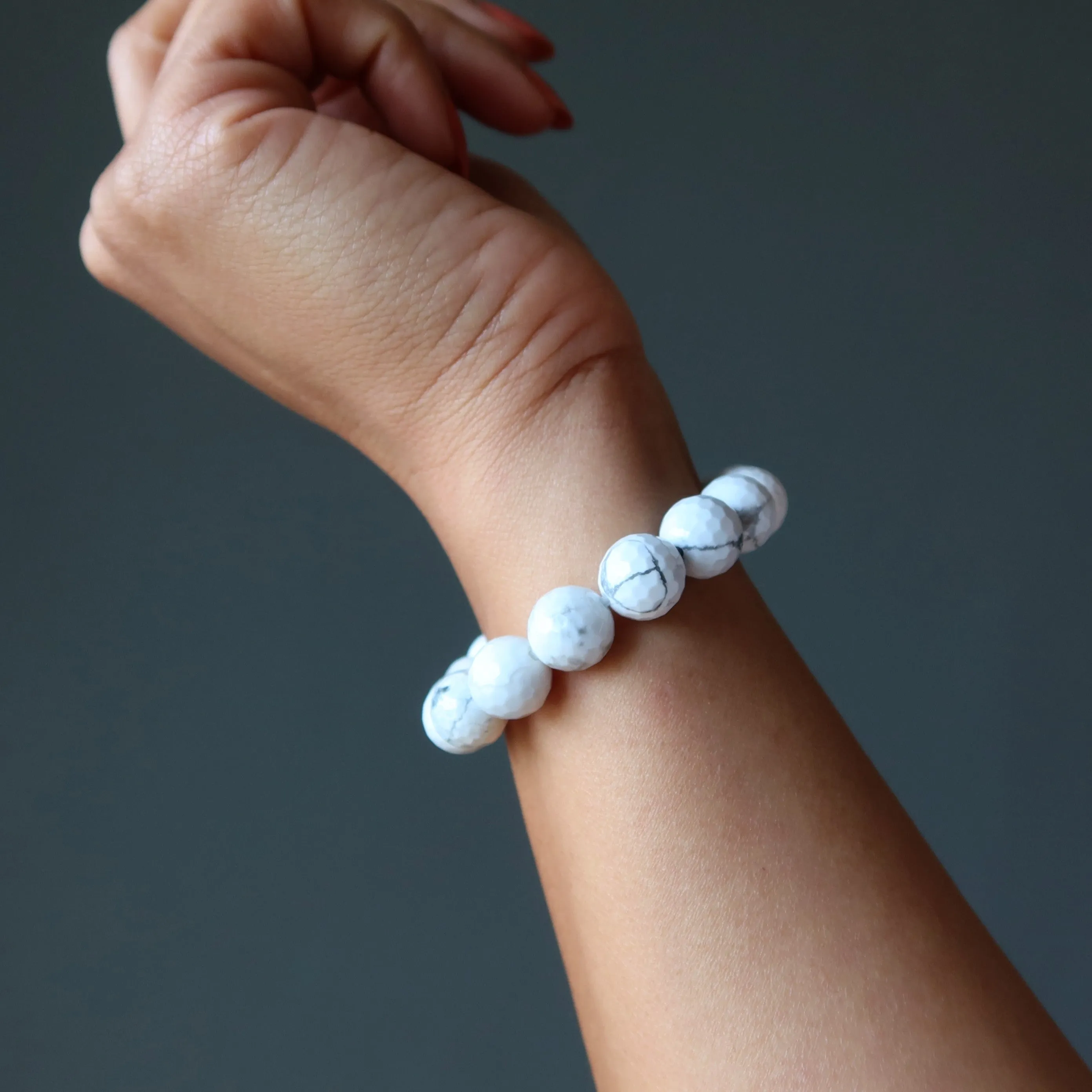 Howlite Bracelet Multi-Faceted Evolution White Gemstone