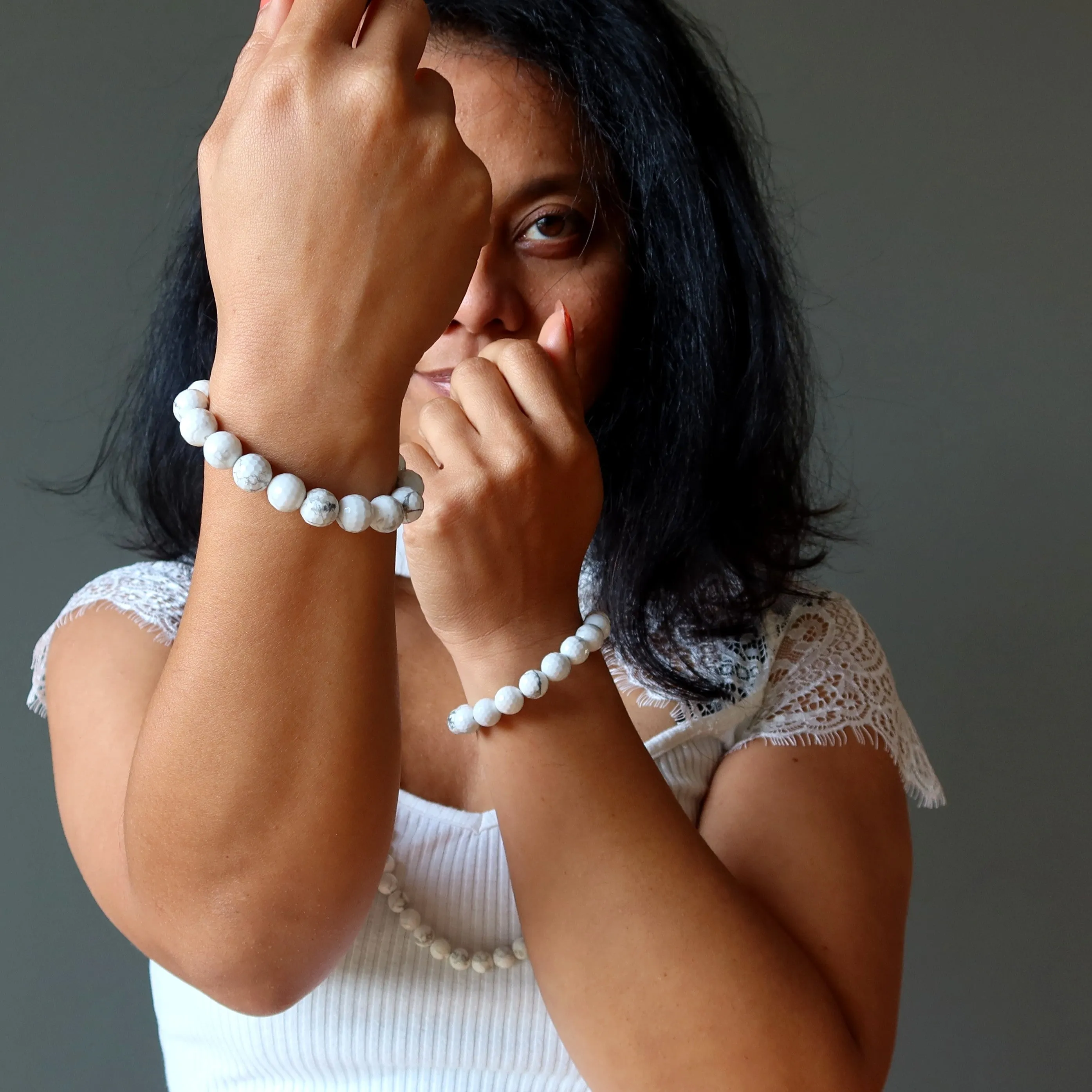 Howlite Bracelet Multi-Faceted Evolution White Gemstone