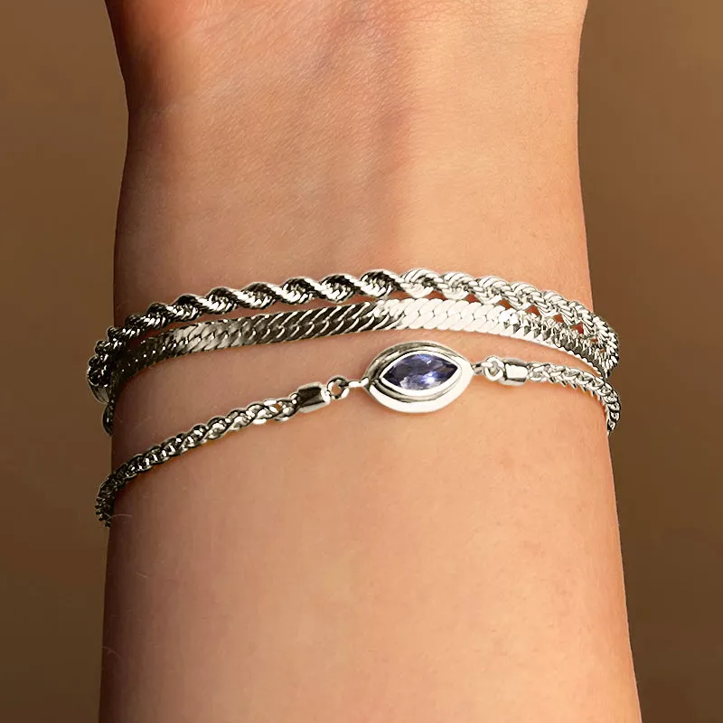 Iris Bracelet, Iolite, Silver