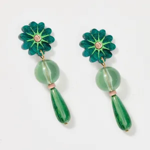 Ivy Drop Earrings - Emerald / Rose