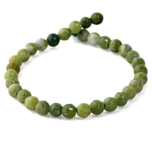 Jade 6mm Faceted Round Large Hole Beads - 8 Inch