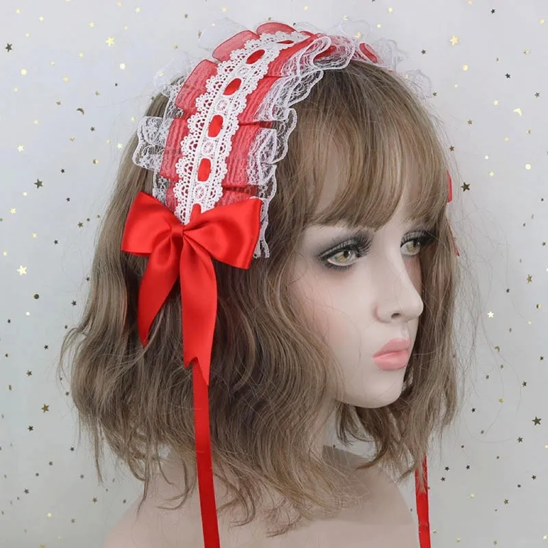 Japanese Soft Girl Lolita Lolita Lace Headdress Sweet  Kc Hair Band Hair Accessories Lo Maid Daily