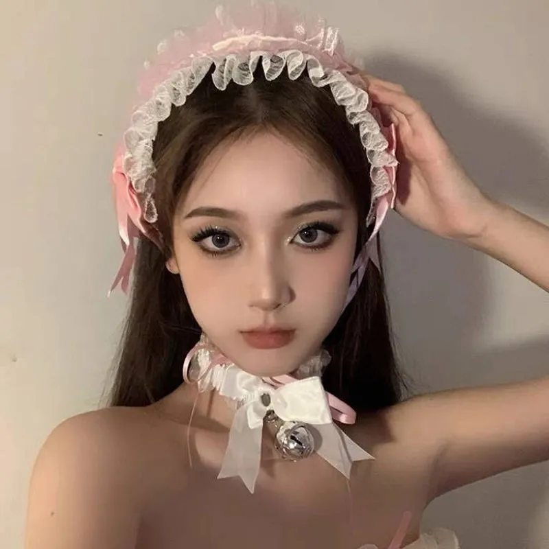 Japanese Soft Girl Lolita Lolita Lace Headdress Sweet  Kc Hair Band Hair Accessories Lo Maid Daily